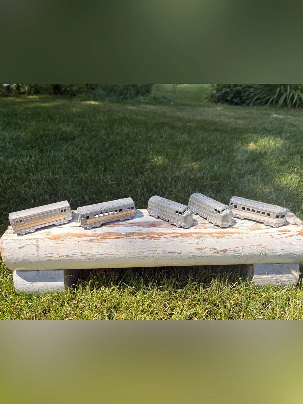 Vintage Midgetoy Silver Train Car - Set of 5